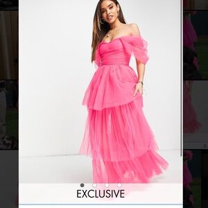 Valentine’s Day Pink Off-Shoulder Gown